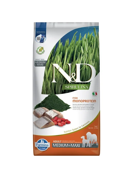 Сухой корм Farmina Spirulina Сельдью для собак, 7 кг, фото 2