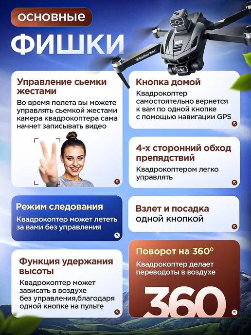 SkyDron Квадрокоптер с GPS с камерой 8к дрон профессиональный V168, серый, фото 2