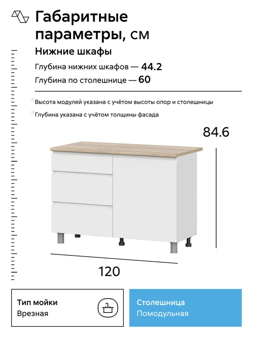 НОНТОН Кухонный гарнитур 2м Канева, белый, фото 3