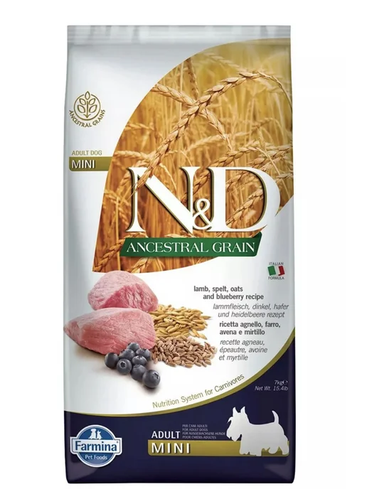 Сухой корм Farmina Ancestral Grain для собак, мелкие, ягненок, 7 кг