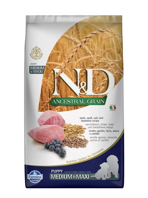 Сухой корм Farmina Ancestral Grain для собак, крупные, средние, щенки, ягненок, 2,5 кг