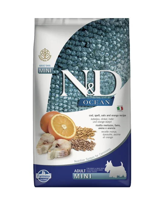 Сухой корм Farmina Ocean Апельсин для собак, мелкие, треска, 0,8 кг
