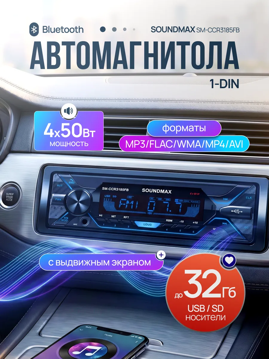 Магнитола для автомобиля с блютузом SM-CCR3185FB