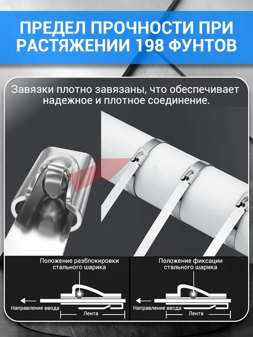 КАЙСЮНЬ Стяжки металлические 4.6x400 мм 50 шт, 50 шт, фото 2