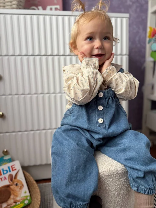Bébé Chic Костюм блузка и комбинезон для новорожденных, синий, фото 4