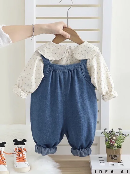 Bébé Chic Костюм блузка и комбинезон для новорожденных, синий, фото 6