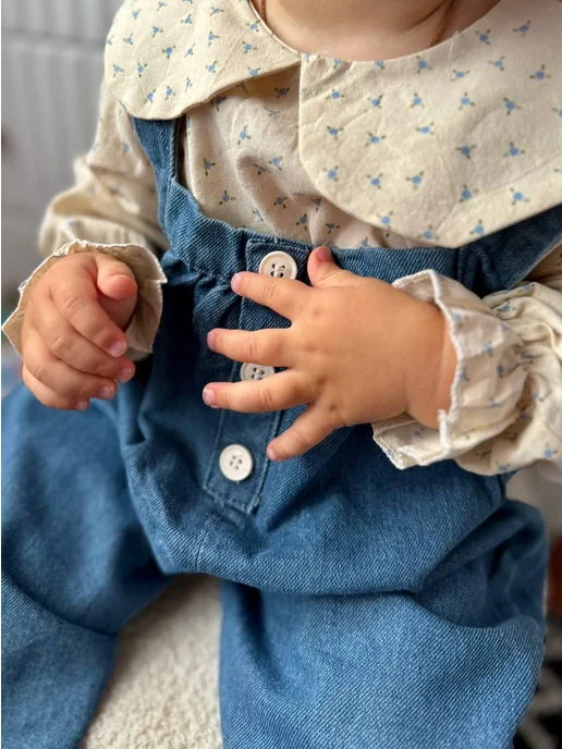 Bébé Chic Костюм блузка и комбинезон для новорожденных, синий, фото 8