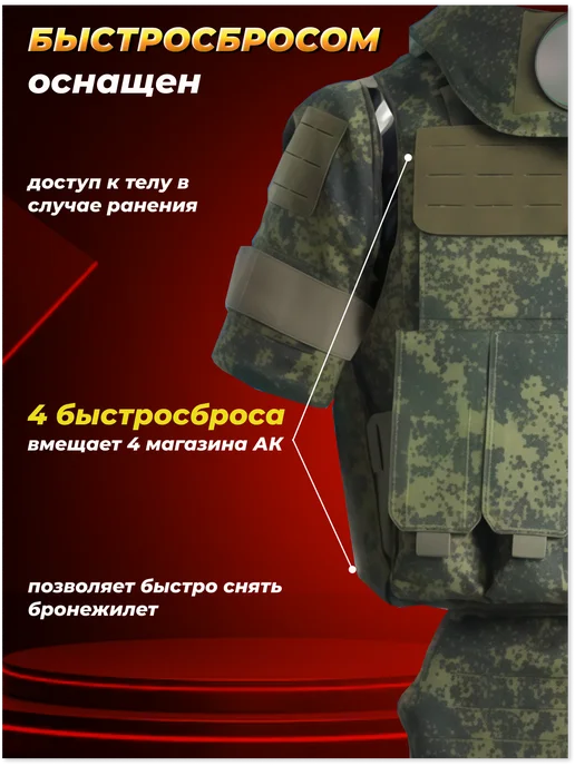 Yakeda Бронежилет штурмовой с бронеплитами БР 5, черный, фото 4