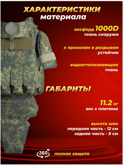 Yakeda Бронежилет штурмовой с бронеплитами БР 5, черный, фото 6