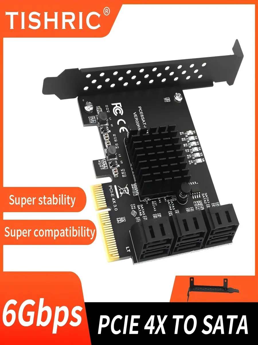 PCIE PCI Express 4x до 6 портов карта SATA 3.0 для SSD