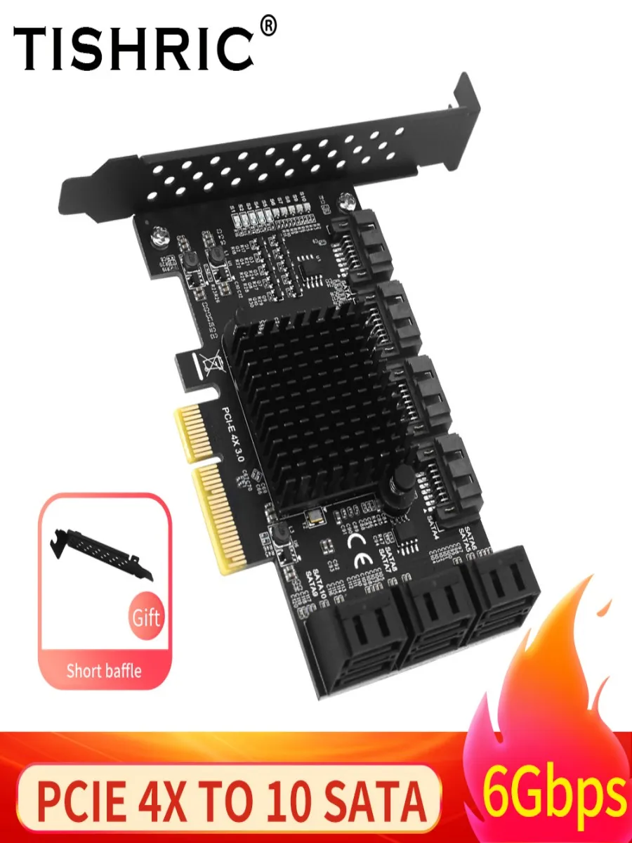 PCIE PCI Express 4x до 10 портов карта SATA 3.0 для SSD