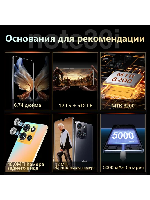 Смартфон VOVE Note30i 16/512 ГБ, черный, фото 6
