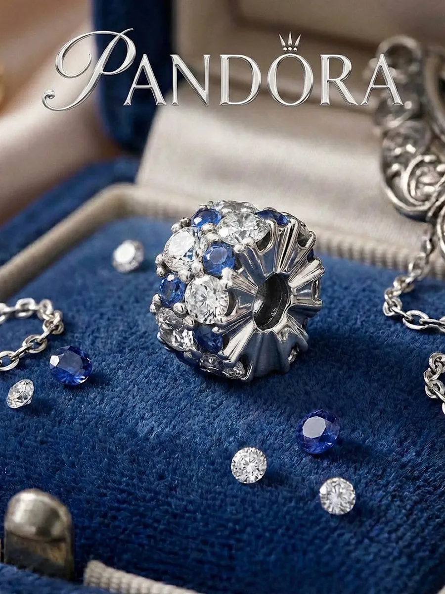 Шарм Pandora с синими кристаллами