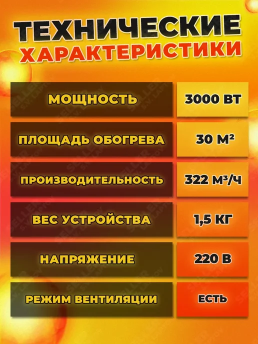 MAXPILER Тепловая пушка электрическая керамическая MEH-3000, вариант, фото 3
