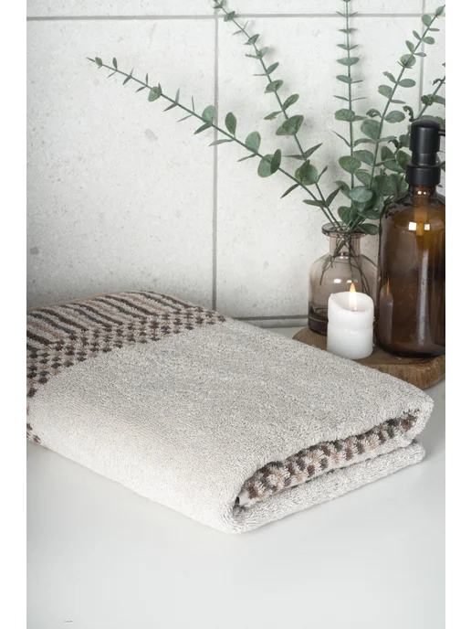 CatrinHome Полотенце банное махровое 70х130 см с клетчатым бордюром, 70x130 см, фото 2