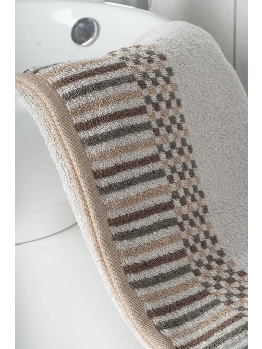 CatrinHome Полотенце банное махровое 70х130 см с клетчатым бордюром, 70x130 см, фото 5