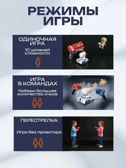 SkillToys Лазертаг с проектором бластер игрушечное оружие, синий, фото 5