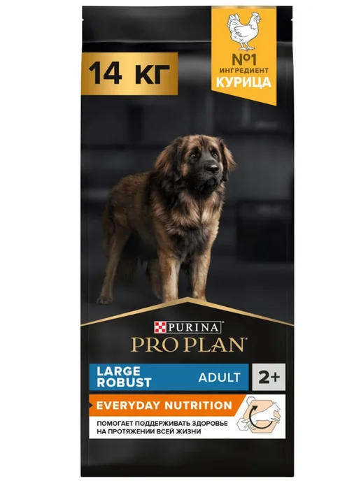 Сухой корм PRO PLAN Мощных Крyпных для собак, курица, 14 кг
