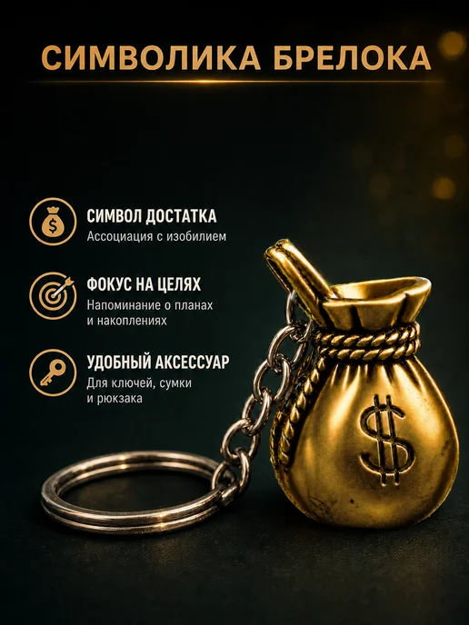 Брелок для ключей мешок денег, денежный талисман, серый, фото 2