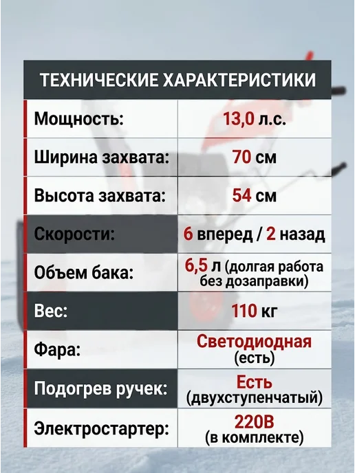 Снегоуборщик бензиновый самоходный на колесах СБ 8100Э — фото 4