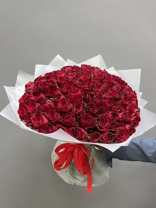 ROZA4U Букет живых цветов из 101 красной розы, красный, фото 4