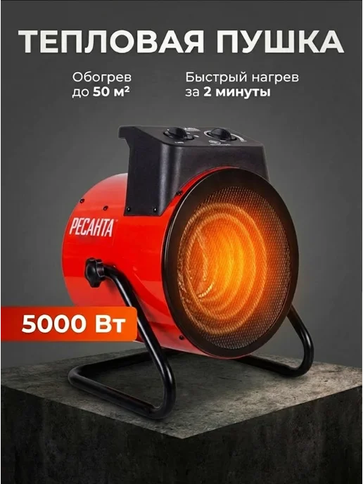 Пушка тепловая электрическая для дома ТЭП-5000К1