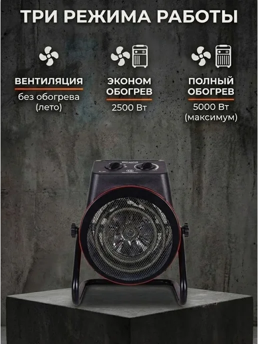 Пушка тепловая электрическая для дома ТЭП-5000К1 — фото 2