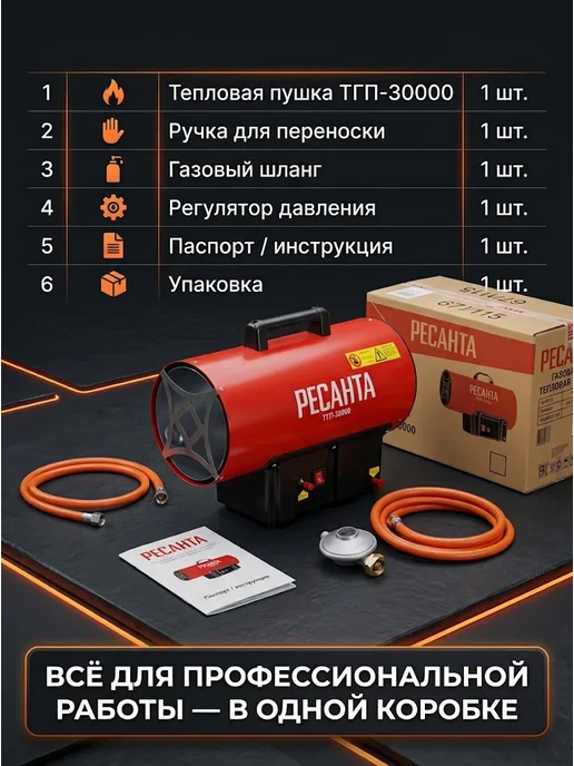 РЕСАНТА Пушка тепловая газовая для гаража ТГП-10000, ТГП-30000, фото 7