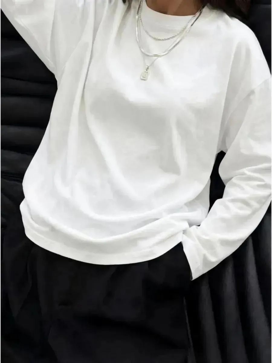 Лонгслив базовый хлопок оверсайз