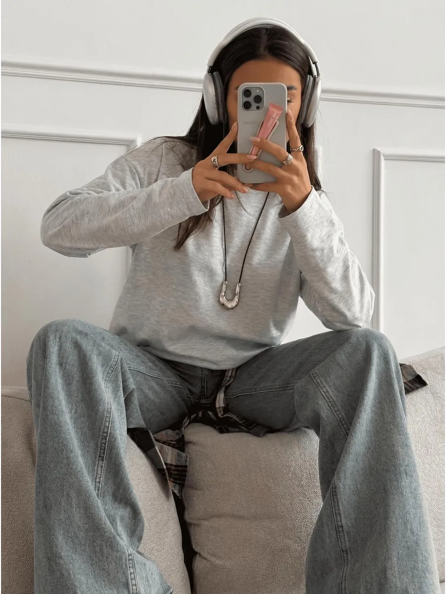 Лонгслив базовый хлопок оверсайз