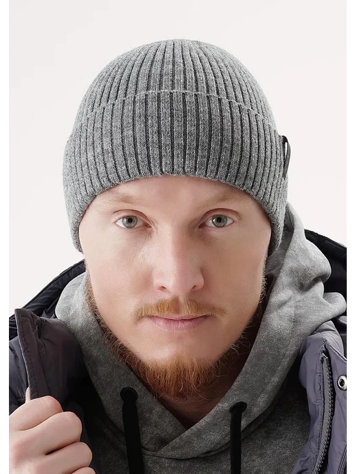 CLEVER WEAR Шапка мужская вязаная на флисе, серый, фото 2