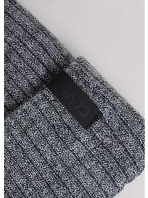 CLEVER WEAR Шапка мужская вязаная на флисе, серый, фото 4