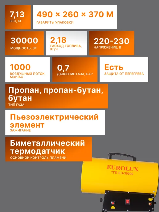 Пушка тепловая газовая для гаража ТГП-EU-30000 — фото 3