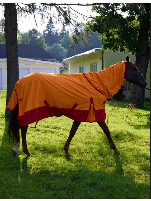Дождевая попона 135 HorsePlanet, красный