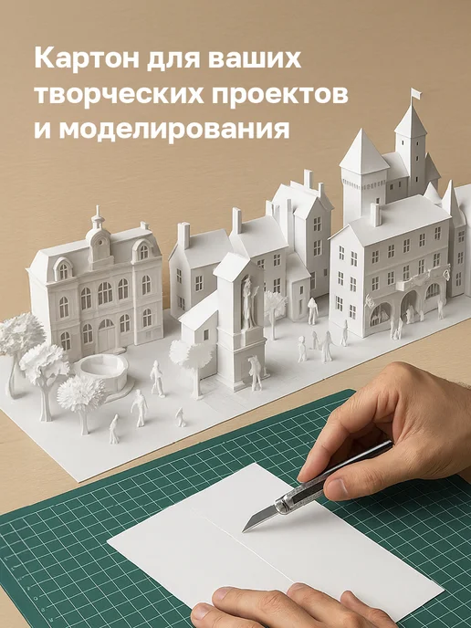 BG Картон белый двусторонний плотный для школы A4 50 листов, белый, фото 6