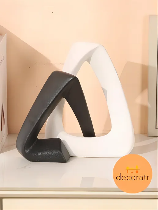 Decoratr Статуэтка абстракция для декора серебристая, черный, фото 5