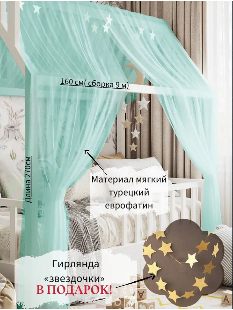Текстильная крыша - шторы, балдахин для кроватки - домика