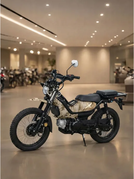 ТЕХНОМОТОРФ Мопед XTRAIL 110 см3 (49,9 см3) (песочный камуфляж), бежевый, фото 8
