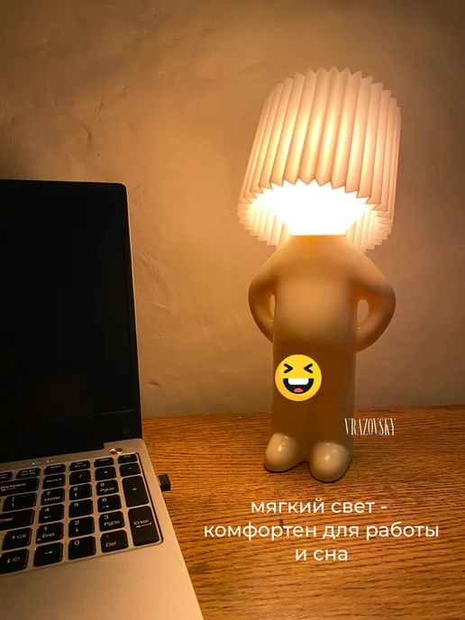 VRAZOVSKY Светильник ночник в спальню на прикроватную тумбочку, белый, фото 4
