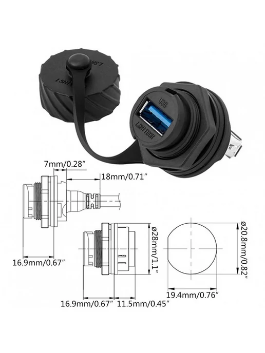 MyPads Разъем USB 2.0 3.0 с водонепроницаемой крышкой для подклю, вариант, фото 2