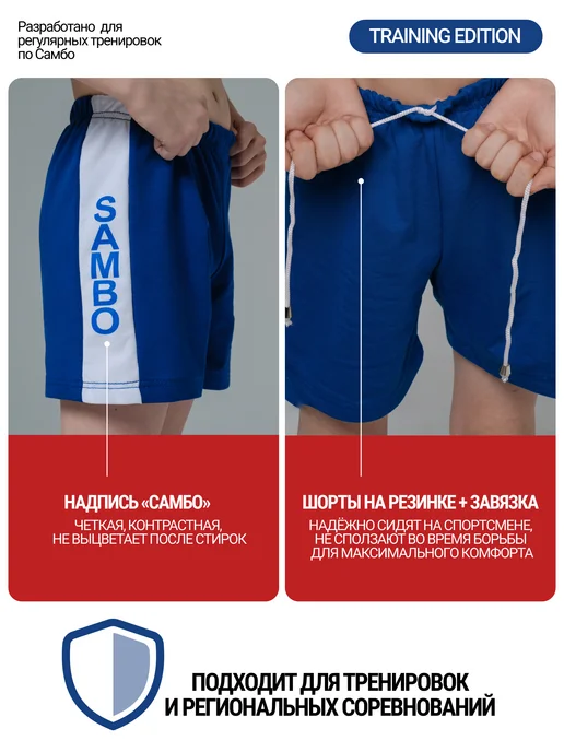Lebro Sport Шорты для самбо спортивные детские, синий, фото 3