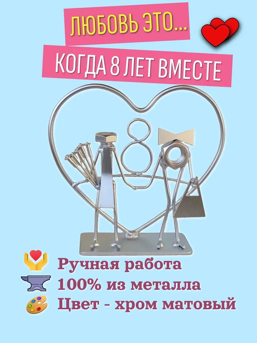 Подарок на жестяную свадьбу 8 лет Влюбленная пара