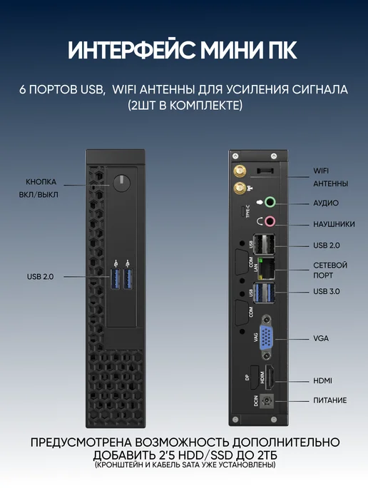 WIN-MAX Мини ПК AMD A10-8700P 4 ядра RAM 8ГБ SSD 128ГБ, 4 ГБ, 64 ГБ, фото 5