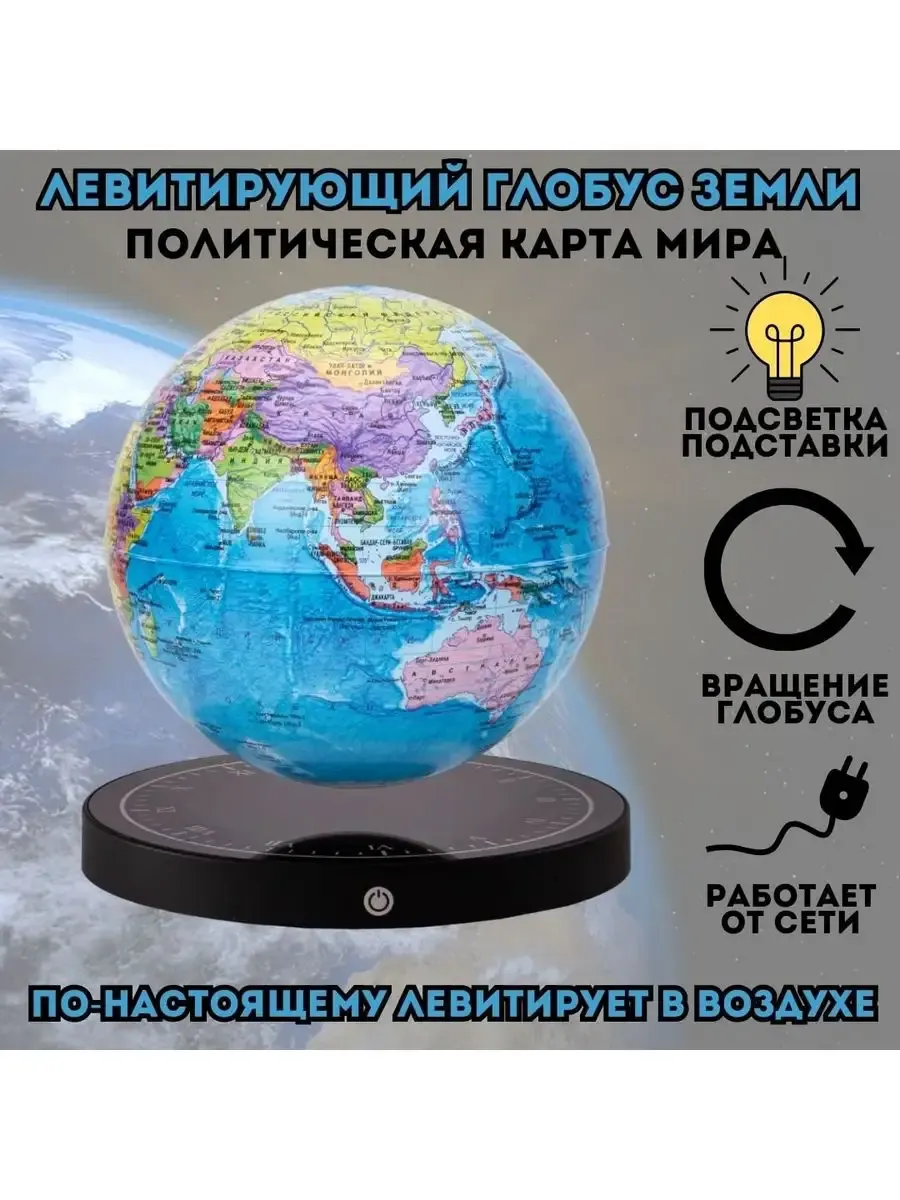 Летающий глобус, политическая карта D=15 см