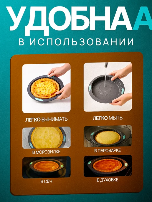 Силиконовая форма для выпечки круглая, серый, фото 3