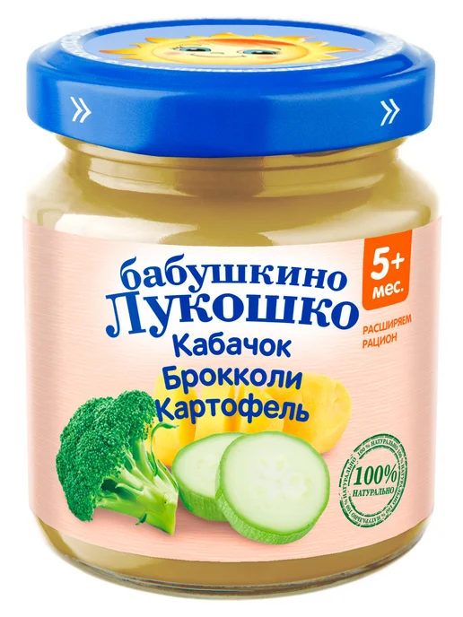бабушкино лукошко Пюре детское Кабачок, брокколи, картофель, с 5 мес, 6 шт, 6 шт, фото 2