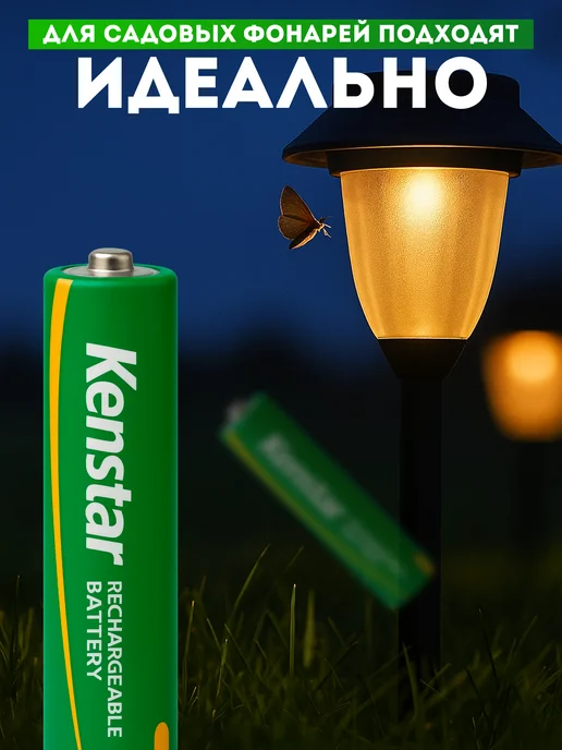 KENSTAR Аккумулятор для садовых светильников AAA Ni-Mh 1100mAh 4 шт, 1100 мАч, 4 шт, фото 2