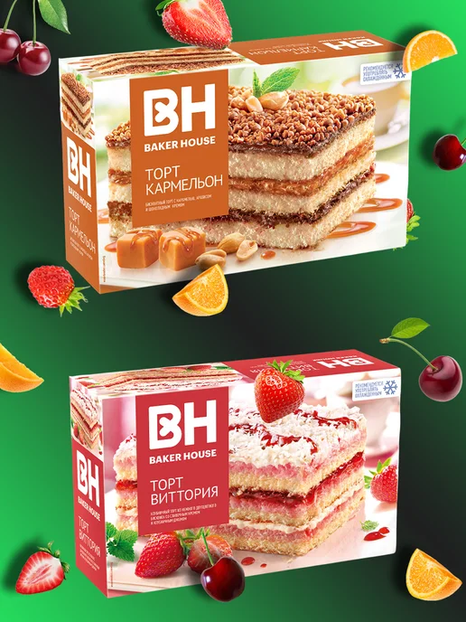 Baker house Торт Бекер Хаус 350 гр. 3 шт, 350 г, 2 шт
