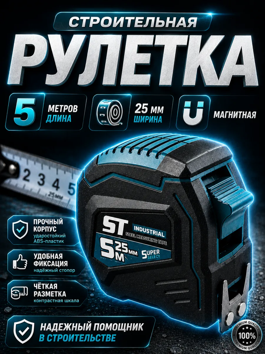 Рулетка измерительная строительная 5 м