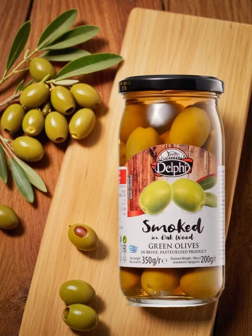 Delphi Food Оливки с косточкой копченые на дубовых опильках 350 г, 350 г, фото 2